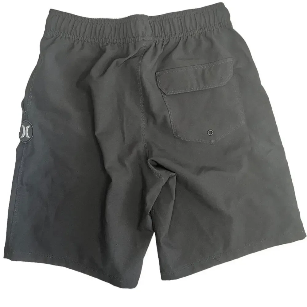 Hurley black swim trunks elastic waist drawstring back pocket mesh lined Large